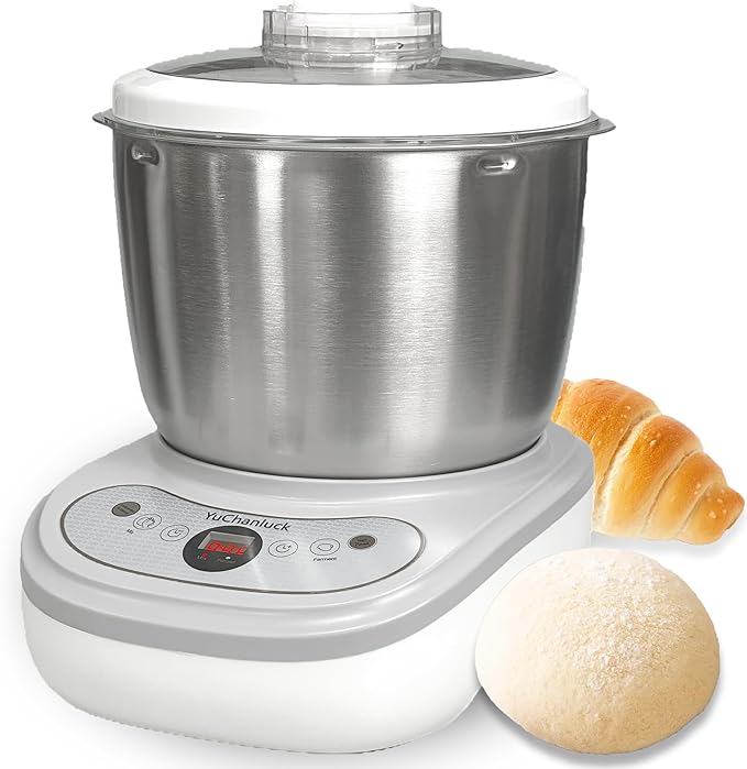 Dough Mixer 7L Large Capacity Electric Dough Maker with Ferment Function for Baking Bread Dough&Pizza Dough - Dough whisk 304 Stainless Steel Blender Add water/seasoning with Top Small Window