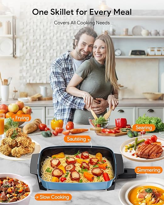 Nuwave Medley XL Digital Electric Skillet, Family Size Griddle w/Glass Lid, 2025 New & Improved Precision Heating, 100°-425°F, PFAS Free G11 Nonstick Ceramic Coating, Portable Hot Plate, 7qt Capacity