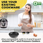 Eggssentials Egg Poacher Insert Stainless Steel Poached Egg Cooker Eggs Poaching Cup PFOA Free Egg Poachers Nonstick, 6.25" Rack Compatible with Skillet Instant Pot Pressure Cooker, 2 Poached Cups