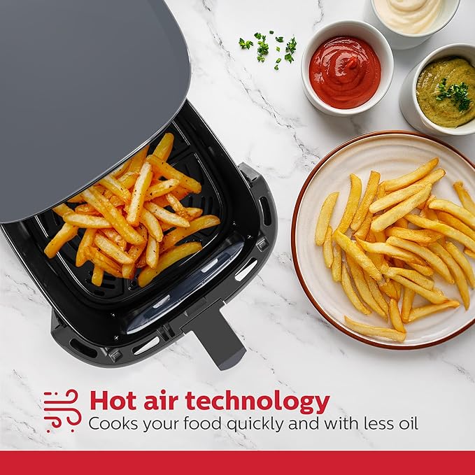 Holstein Housewares 7.6QT Digital Air Fryer with viewing window and led display with 7 preset options. Fry, bake, grill, dehydrate, and roast healthier recipes. Dishwasher Safe