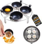 Eggssentials Egg Poacher Insert Stainless Steel Poached Egg Cooker Eggs Poaching Cup PFOA Free Egg Poachers Nonstick, 7.25" Rack Compatible with Current Cookware, Skillets & Instant Pots