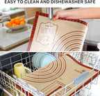 Silicone Baking Mat,28" x 20" Extra Thick Large Non Stick Sheet Mat with Measurement Non-slip Dough Rolling Mat,Reusable Food Grade Silicone Counter Mat for Making Cookies,Macarons,Bread and Pastry