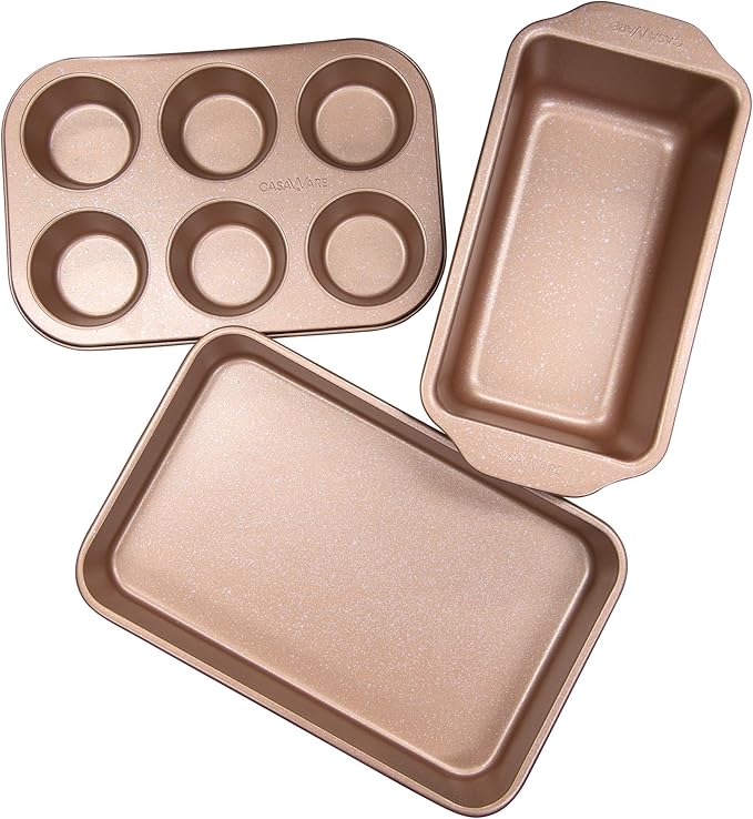 casaWare Toaster Oven 3-Piece Set (Rose Gold Granite)