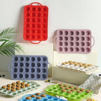 Socisen 24 Cups Silicone Muffin Pan with Metal Reinforced Frame Mini Size Cupcake Pan Tray Egg Bites Silicone Circle Cookie Molds Muffin Tin Tart Pans Non Stick Toxic Oven Safe Baking Sheet Set