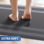 KitchenClouds [2 PCS] Kitchen Rugs Cushioned Anti-Fatigue Kitchen Mats for Floor Waterproof Kitchen Rug Set Non-Slip Comfort Standing Mat for Office, Sink, Laundry 20"×30"+20"×60", Grey