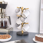 Wisuce Bamboo Mug Holder Tree, Thicker Base Coffee Cup Holder Stand for Counter, Mug Rack with 6 Hooks