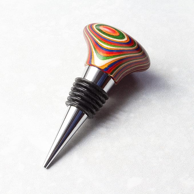 Totally Bamboo Baltique Marrakesh Collection Wine Bottle Stopper, Multicolor Leak-Proof and Reusable Wine Saver, Preserves Beverage Freshness