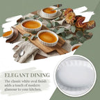 Creme Brulee Ramekins, 6 Pcs Oval Ceramic Baking Dishes 4 OZ, 5.2 Inch Oven Safe Baking Dishes for Souffle, Dessert, Baked Gratins, Prep Bowls for Ingredients, Dipping Sauces - Dishwasher Safe & Stackable