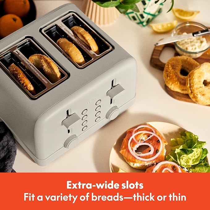 bella 4 Slice Toaster, 6 Setting Shade Control with Reheat & Cancel Buttons, Removable Crumb Tray, Anti Jam & Auto Shutoff, 900 Watt, Oatmilk
