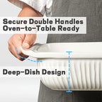 Artena Baking Dish 5.1 Quarts, Casserole Dishes For Oven, Baking Pan With Handles, Lasagna Pan Deep, Large Casserole Dish, Rectangular White Ceramic Bakeware (Only Baking Dish)