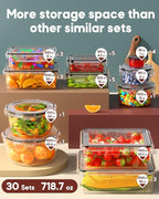 60 PCS Food Storage Containers with Lids Airtight, (30 Lids & 30 Containers) Leak proof Containers Set for Kitchen, Meal Prep, BPA-Free, PVC-Free Plastic, Microwave/Dishwasher Safe, Extra Labels & Pen
