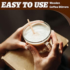 ANTETOK 100Pcs Wooden Coffee Stirrers Paper Wrapped 4.3Inch,Individually Wrapped Disposable Coffee Stir Sticks for Coffee,Tea,Cocktail and Hot Chocolate