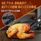 HUUSK Kitchen Scissors Set Black - Stainless Steel Kitchen Shears, Sharp Meat Scissors Dishwasher Safe, Heavy Duty Poultry Shears All Purpose, Japanese Cooking Scissor for Food,Christmas Gifts for Men