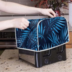 JEOCODY Large 2 Slice Blue Weed Decorative Toaster Bread Maker Cover - Quilted Dust-proof Cover with Fingerprint Protection