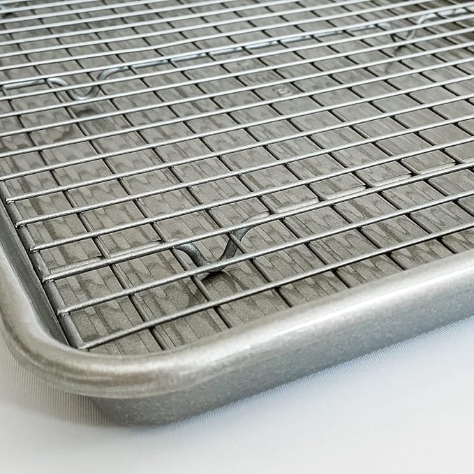 USA Pan Jelly Roll Baking Pan and Bakeable Cooling Rack, Nonstick Commercial Quality