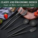 40-Piece Matte Black Silverware Set for 8, CEKEE Stainless Steel Flatware Cutlery Set, Cutlery Kitchen Utensils Set for Home Restaurant Apartment, Include Knife Forks and Spoons Silverware Set