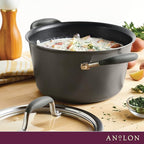 Anolon Advanced Home Hard-Anodized Nonstick Tapered Sauce Pan/Saucepot, 4.5-Quart (Moonstone)