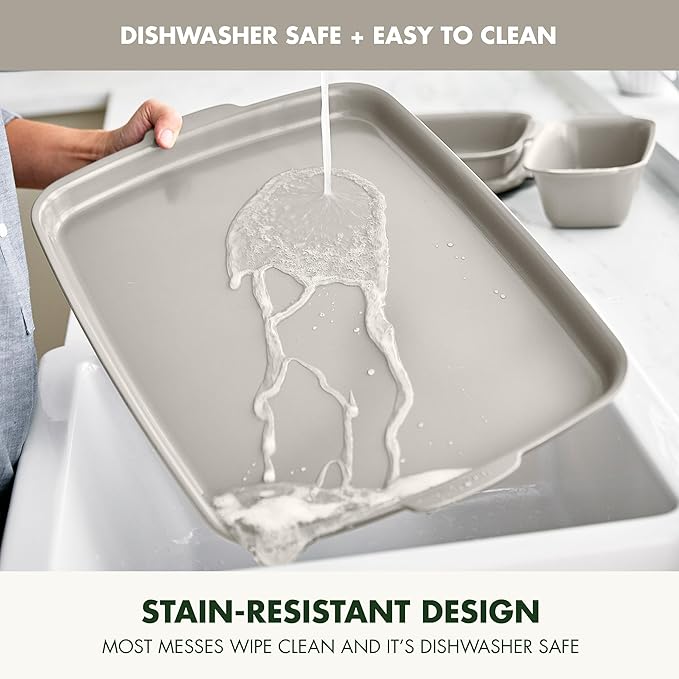 GreenPan Premiere Ovenware Healthy Ceramic Nonstick 4 Piece Bakeware Set, PFAS-Free, Rectangular, Square, Quarter, Half Sheet Baking Pans, Warp-Free, Oven & Broiler Safe 600F, Dishwasher Safe, Taupe