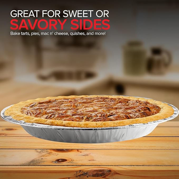 Stock Your Home 9 Inch Aluminum Tart Pie Pans (10 Count) - Disposable & Recyclable Large Pie Pan - Foil Pie Tin for Bakeries, Cafes, Restaurants - Durable Large Foil Pans for Pies, Fruit Tarts, Quiche