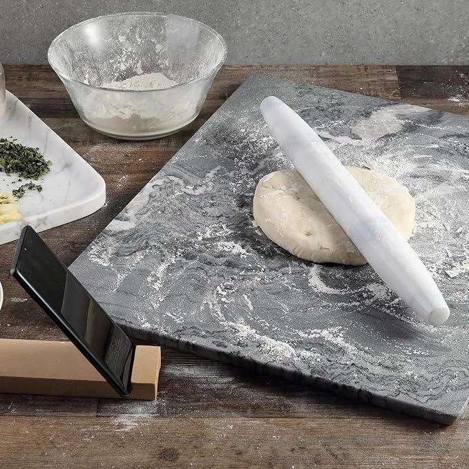 Koville African Natural Marble French Rolling Pin, 16inch Non-Stick Rolling Pin for Baking, Dough Roller for Pasta, Dumpling, Fondant, Pie, Bread, Pizza, Kitchen Baking Tools(Namib Fantasy)