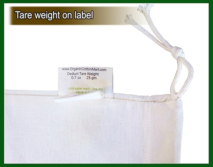 Reusable Cloth Produce Bags - Organic Cotton Cloth Vegetable Bags - Reusable Bulk Sacks for Grocery and Produce - Flour Sack Cotton Muslin Vegetable Storage Sacks (2 XL, 2 L, 2 M, 2 S)
