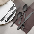 24 Pcs Black Forks and Spoons Silverware Set, Food Grade Stainless Steel Flatware Cutlery Set for Kitchen and Restaurant, 12 Dinner Fork(8") and 12 Teaspoon(6.7"), Mirror Polished, Dishwasher Safe