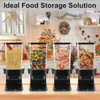 Cereal Dispenser Countertop with Lids, 5L Organization and Storage Containers for Kitchen and pantry, Rice Dispenser for food, Cereal, Beans, Nuts, Snack,Oatmeal, Dog Food, Bird Seed, Black, 3Pc