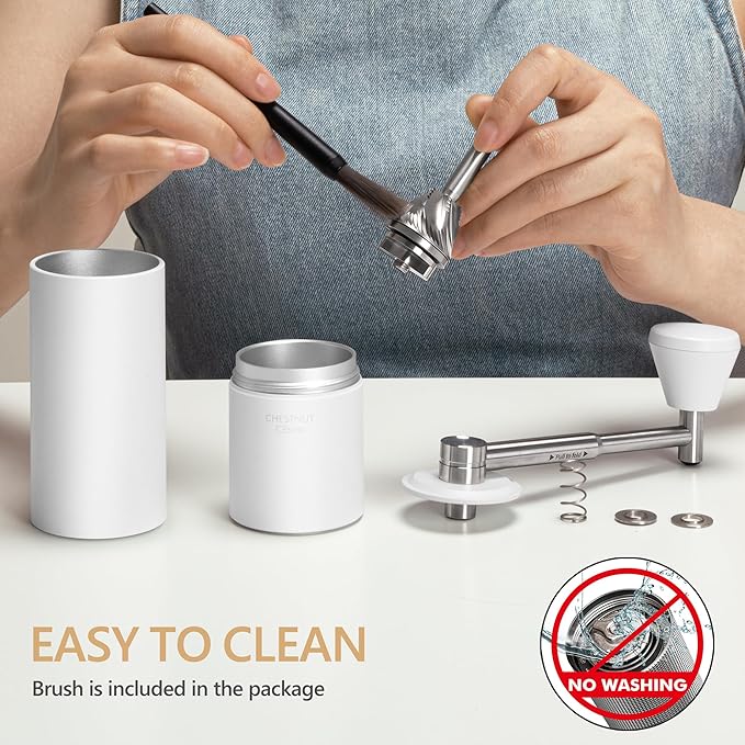 TIMEMORE Chestnut C3S Pro Hand Coffee Grinder, Stainless Steel S2C Conical Burr Manual Coffee Grinder, Coffee Grinder with Foldable Handle, Adjustable Grind Setting for Espresso to French Press, White