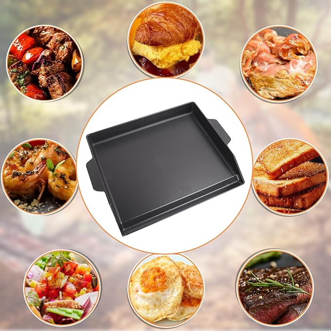 Universal Cast Iron Flat Top Griddle for Gas/Stove/Electric/Charcoal Grill,23" X 16 BBQ Griddle Insert for Weber Camp Chef Nexgrill StoveTop Griddle,Tailgating Nonstick Coating Cooking Skillet Pan,1PC