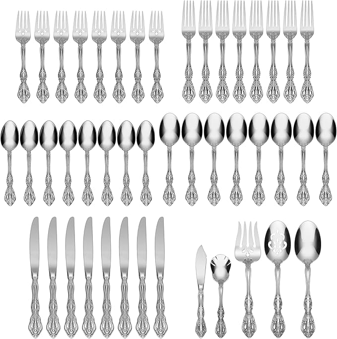 Oneida 2765045AL20 Michelangelo 45 Piece Fine Flatware Set, Service For 8
