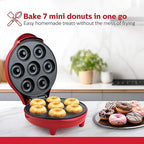 7-Count Mini Donut Maker – Makes 7 Donuts in Minutes, Non-Stick Plates, Compact Upright Storage, Easy to Use & Clean – Fun Baking Appliance for Kids, Adults, and Breakfast Treats