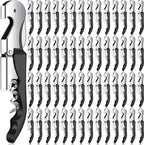 Waiter Corkscrew Wine Openers Heavy Duty Hinges Wine Key Bottle Opener All in One Double Hinged Waiter's Corkscrew with Foil Cutter Wine Tools for Bartenders Servers Sommelier (Black, 100 Pack)