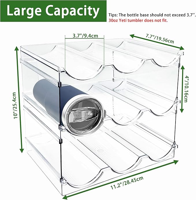 3 Pack Water Bottle Organizer, Stackable Kitchen Home Organization and Storage Rack, Plastic Cup Storage Organizer for Kitchen Cabinet Cupboard Organizer and Storage Cup Rack for Counter