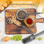 Stainless Steel Measuring Spoons Set of 6, Rectangular Metal Measuring Spoons for Dry & Liquid Ingredients, Slim Design Fits in Spice Jars, Kitchen Gadgets for Baking & Cooking