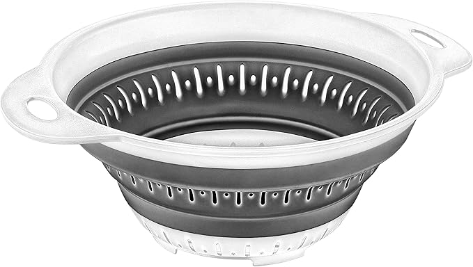 Collapsible Colanders (Strainers) for Fruit Vegetable Food Sizes 8" - 2 Quart (grey)
