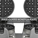 Waring Commercial Double Belgian Waffle Maker with Serviceable Plates, Duel Side by Side Rotating Cooking Non-Stick Surfaces, Heavy Duty Restaurant Foodservice, 50-60 Waffles an Hour, 208V, 2700W