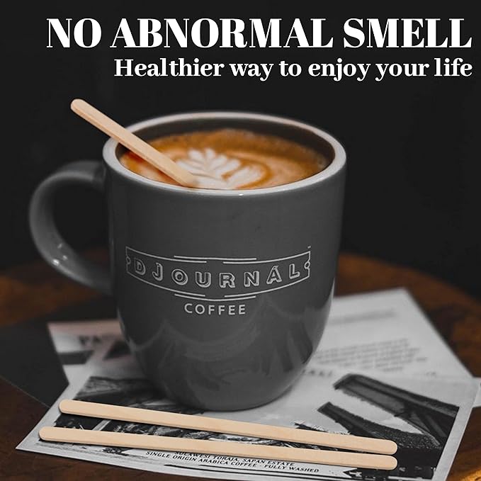 ANTETOK Wooden Coffee Stirrers - Coffee Stir Sticks 5.5 Inch,100pcs Disposable Swizzle Sticks,Swizzle Drink Sticks for Coffee,Tea,Cocktail and Hot Chocolate