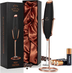 Zulay Kitchen Executive Series Luxury Gift Milk Frother with 4 Duracell Batteries – Handheld Electric Foam Maker for Coffee, Lattes & Hot Chocolate – Deluxe Finish, Ultimate Gift for Coffee Lovers