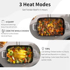 Slow Cooker 10-Quart - PFOA-Free Ceramic Coating, Oven Safe to 450°F | Keep Warm Function for Large Family Gatherings (Includes Silicone Spoon)