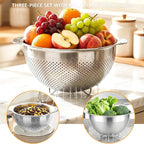 18/8 Stainless Steel Strainer and Colander for Kitchen, Large Strainers and Colanders, Food Strainers Fine Mesh with Handle for Spaghetti, Pasta, Rice, Fruit, Vegetables, Noodles (5QT)