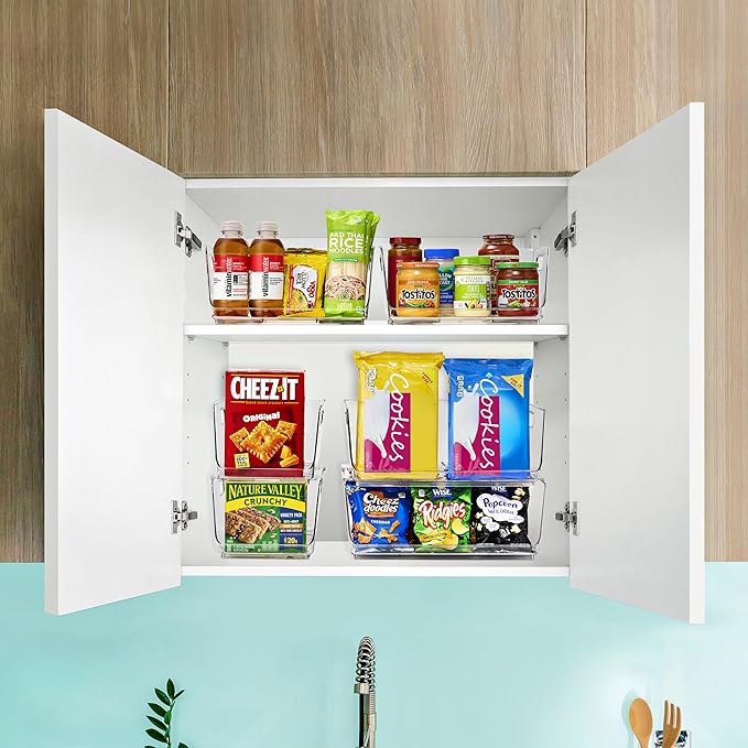 Sorbus Stackable Storage Bins Open Front - Clear Stackable Storage Bins - Pantry Bins for Storage and Organization - Acrylic Stackable Bins for Kitchen - Clear Pantry Organizer Bins (Medium 2 Pack)