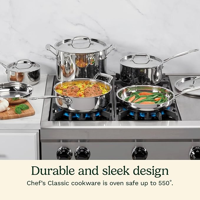 Cuisinart 77-10P1 10-Piece Chef's-Classic-Stainless Collection, Cookware Set