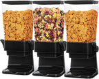 Cereal Dispenser Countertop 3pcs,5.5L Cereal Containers Storage Dispenser for Pantry,Dry Food Storage Rice Containers,Candy Dispenser,Snack Organizer Machine for Grains, Nuts,Oatmeal, Pet Food Black