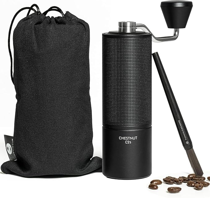 TIMEMORE Chestnut C2S Manual Coffee Grinder Capacity 25g with CNC Stainless Steel Conical Burr, Internal Adjustable Setting, Double Bearing Positioning, French Press Coffee for Hand Grinder