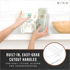 BINO | Plastic Storage Bins, Large - 2 Pack, Clear | THE SOHO COLLECTION | Pantry Organizers and Storage Containers | Fridge Organizer Bins | Kitchen Cabinet Organizer | Medicine Cabinet Bin
