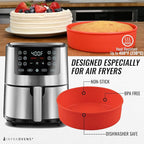 Air Fryer Baking Pan Set For Ninja Air Fryers AF141, AF181 5qt 6.5qt, Freezer and Airfryer Bakeware Sets with Cupcake Liners & Kitchen Conversion Chart, Nonstick Round Cake Molds for Baking