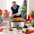 Roaster Oven 22Qt, Turkey Electric Roaster Oven Buffet with Self-Basting Lid, Removable Pan, Cool-Touch Handles, Stainless Steel, Silver