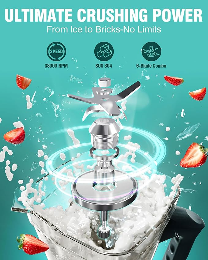 WantJoin Professional Blender, ETL listed 68oz Commercial Blender for kitchen Max 1800W High Power Home and Commercial with Timer, Smoothie Maker 2200ml for Crushing Ice, Frozen Dessert, Soup,fish