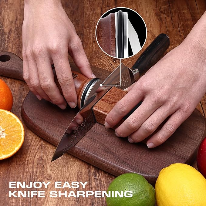 Rolling Knife Sharpener Kit, Kitchen Knife Sharpener with Replaceable Discs Diamond & Ceramic Knife Sharpeners Roller, Magnetic Knife Sharpening Kit with 15 & 20 Degree Base, Afilador De Cuchillos