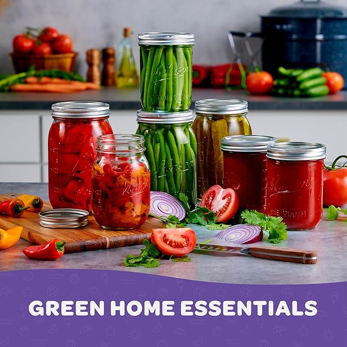 SEWANTA Wide Mouth Mason Jars 16 oz [18 Pack] With Mason Jar Lids and Bands, Mason Jars 16 oz - For Canning, Fermenting, Pickling - Jar Décor - Microwave/Dishwasher Safe.